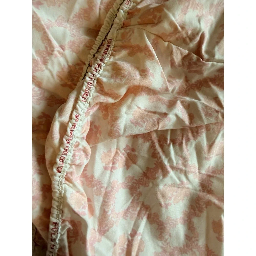 Vintage Pink Standard Floral Sheet Set Cannon Royal Family USA Featherlite
